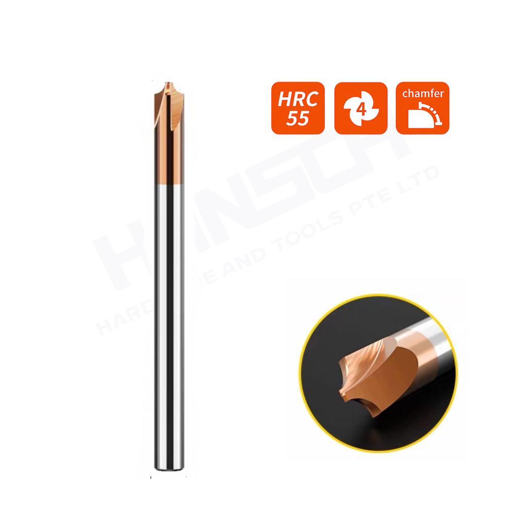 ZZBD-CT 4 Flute Inner Radius End Mill for Steel | Solid Carbide CNC Radius Milling Cutter (四刃钢用内R刀)