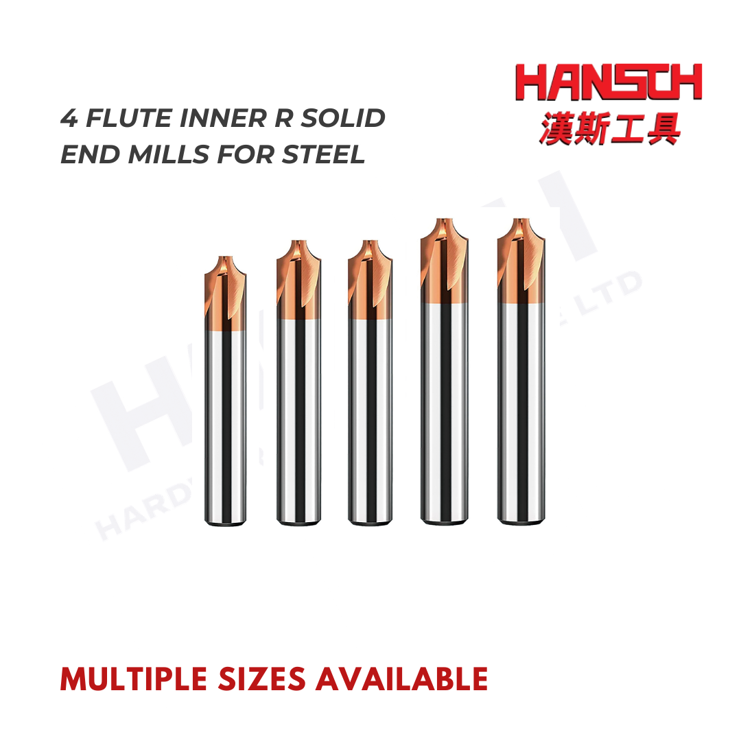 ZZBD-CT 4 Flute Inner Radius End Mill for Steel | Solid Carbide CNC Radius Milling Cutter (四刃钢用内R刀)