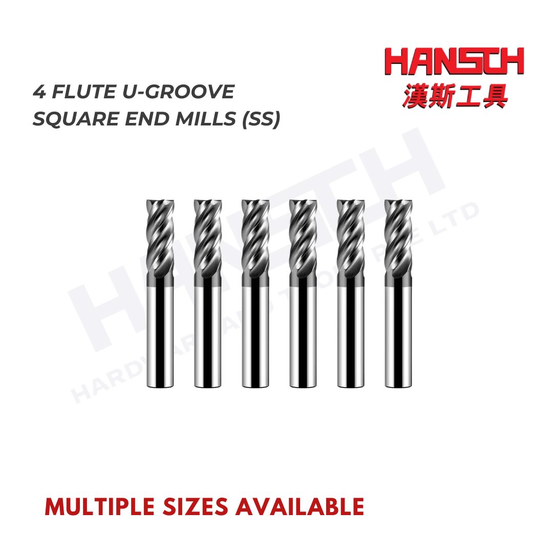 4 Flute U-Groove Square End Mill for Stainless Steel | Solid Carbide CNC Milling Cutter (四刃U型槽不锈钢铣刀)