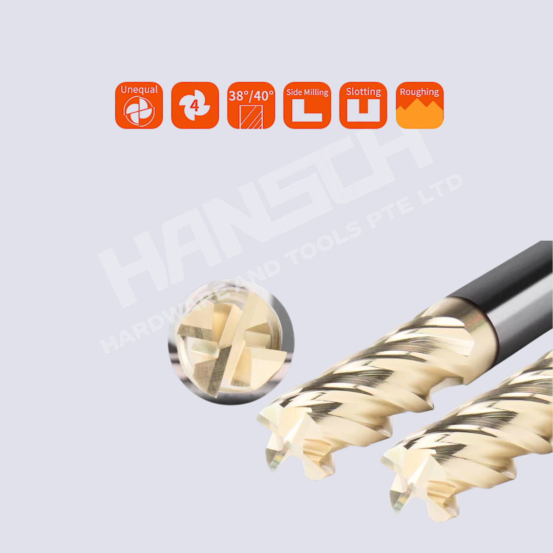 ZZBD-CT 4 Flute Square End Mill for Titanium Alloy | Solid Carbide CNC Milling Cutter (四刃铣刀钛合金专用)