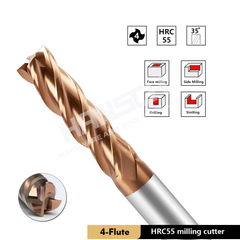 ZZBD-CT Carbide Square End Mills - 4 Flutes for Milling Alloy Steels, Hardened Steel, Metal 四刃钢用平刀