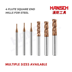 ZZBD-CT Carbide Square End Mills - 4 Flutes for Milling Alloy Steels, Hardened Steel, Metal 四刃钢用平刀
