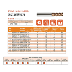 ZZBD-CT 4 Flute End Mill for Hardened Steel | Solid Carbide High Hardness CNC Milling Cutter (四刃高硬铣刀)