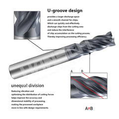 ZZBD-CT Carbide Helix End Mills for Stainless Steel-4 Flute Square End Mills 四刃钢用平刀