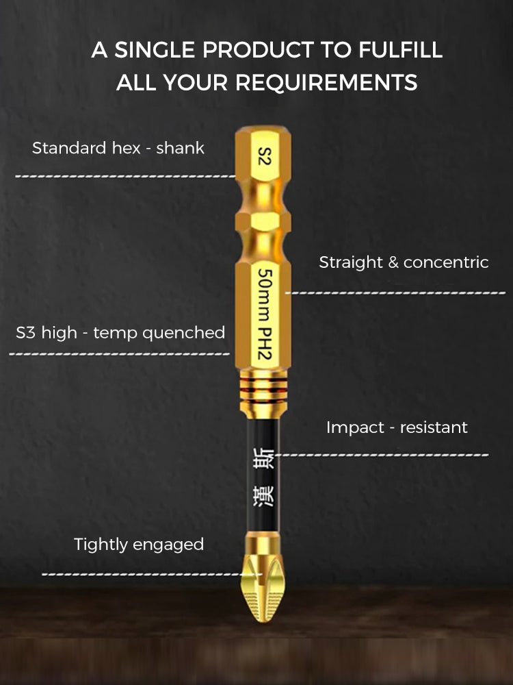 Ph2 Titanium-Coated Cross Driver Bit 镀钛十字批咀 单头防滑