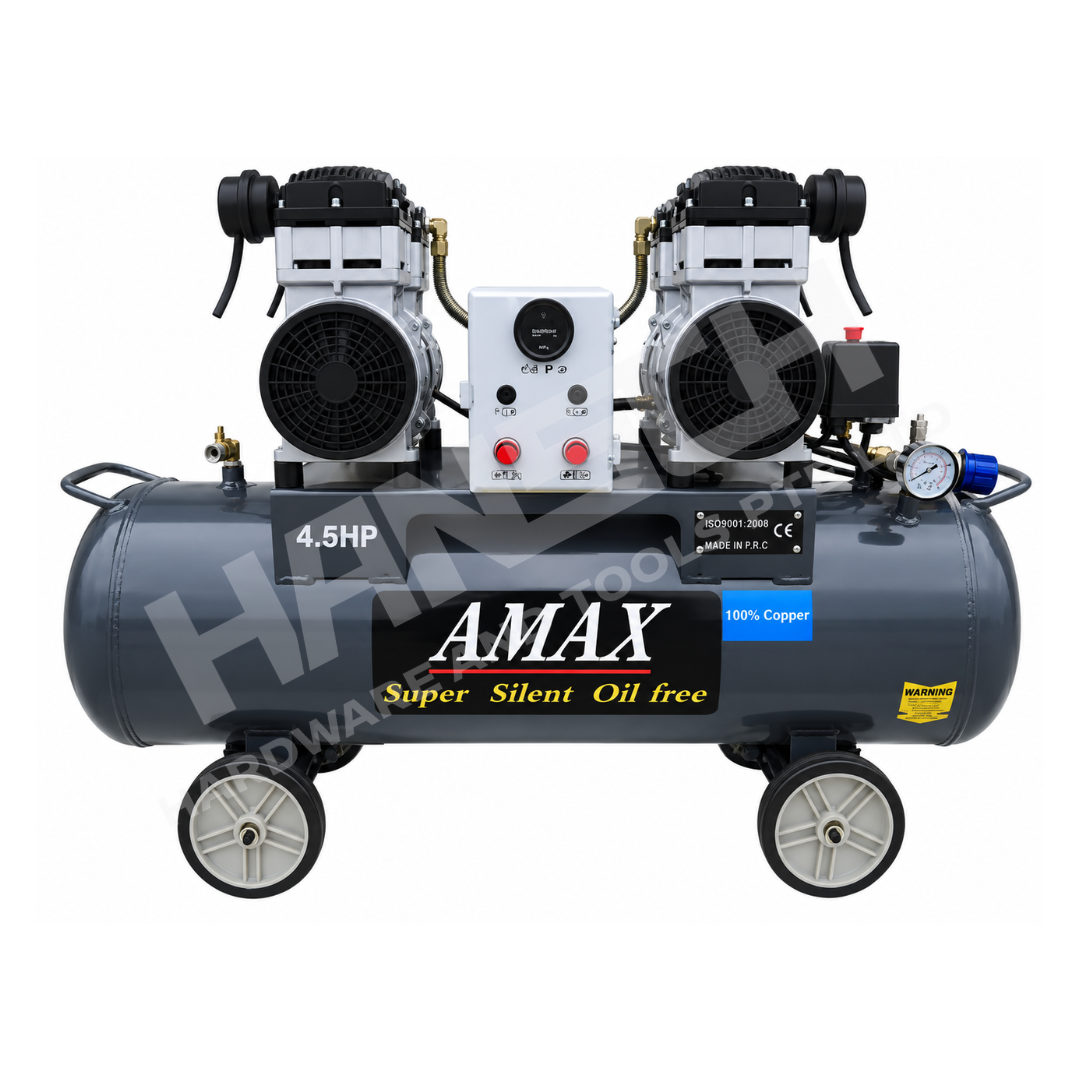 AMAX AM45-100 Oil-Free Air Compressor 4.5HP / 100L / 230V with MOM Cert 无油静音空气压缩机