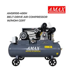 AMAX AMSR100-400H Belt Drive Industrial Air Compressor Single & Two Stage Series (10HP / 400L) with MOM Certificate 工业空气压缩机（附 MOM 证书)