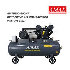AMAX AMTB100-400HT Belt Drive Industrial Air Compressor Single & Two Stage Series (10HP / 400L) with MOM Certificate 工业空气压缩机（附 MOM 证书)