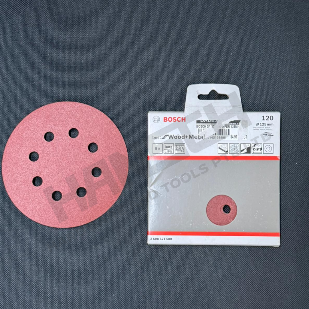 Bosch Best for Wood + Metal Sanding Discs 125mm – 5PCS Abrasive Sandpaper 木材及金属用砂纸片