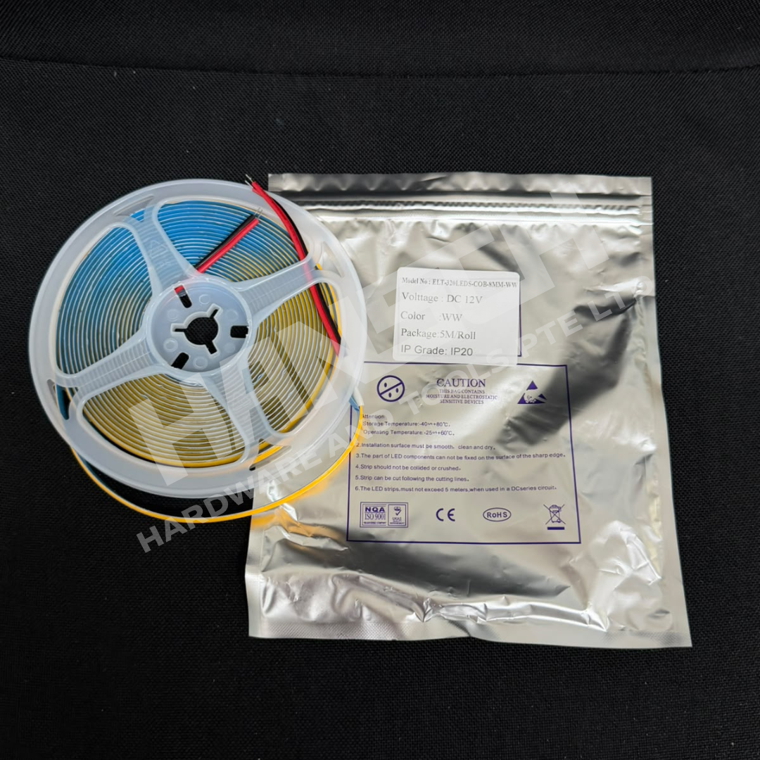 COB LED Strip Light 8mm 12V DC Warm White 5M Roll – IP20 灯带 暖白光