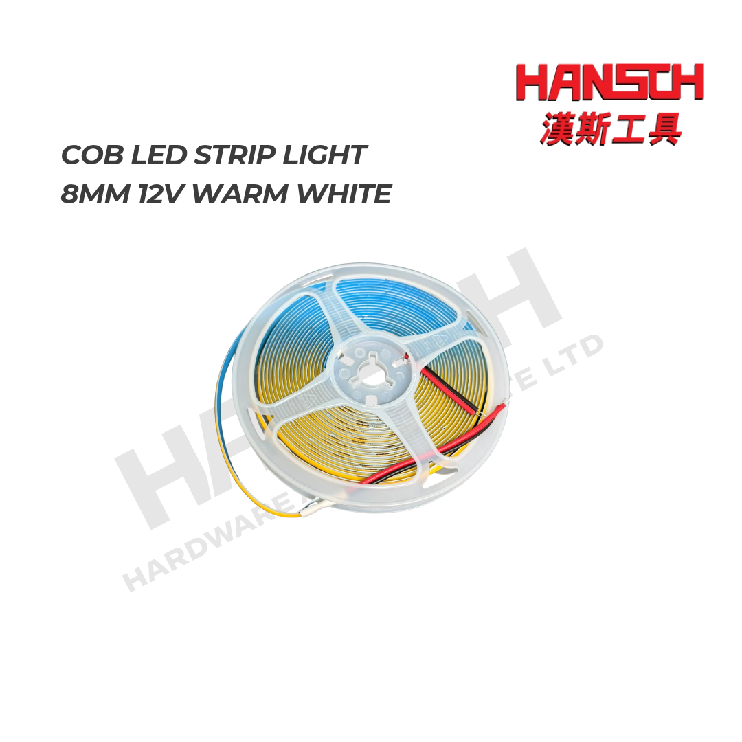 COB LED Strip Light 8mm 12V DC Warm White 5M Roll – IP20 灯带 暖白光