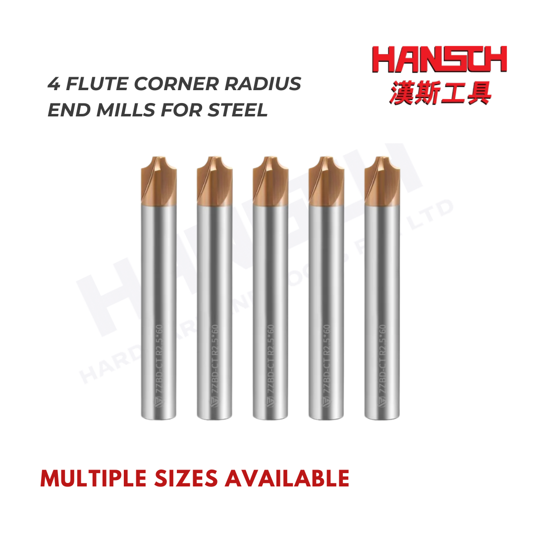 ZZBD-CT Carbide Radius Corner Rounding Inner R End Mills 4 Flute for Milling Alloy Steels,Hardened Steel 四刃钢用圆鼻刀
