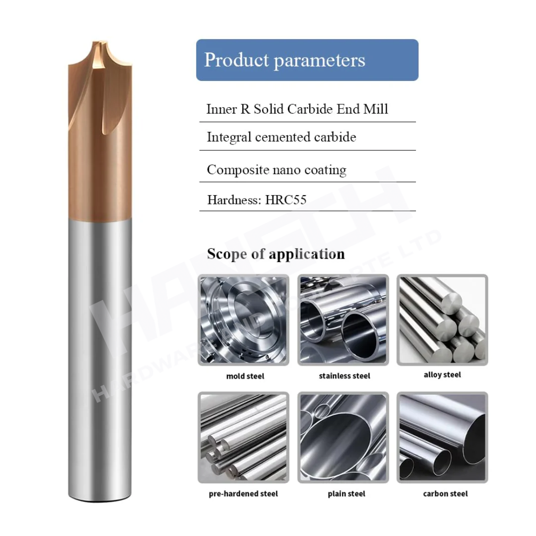 ZZBD-CT Carbide Radius Corner Rounding Inner R End Mills 4 Flute for Milling Alloy Steels,Hardened Steel 四刃钢用圆鼻刀