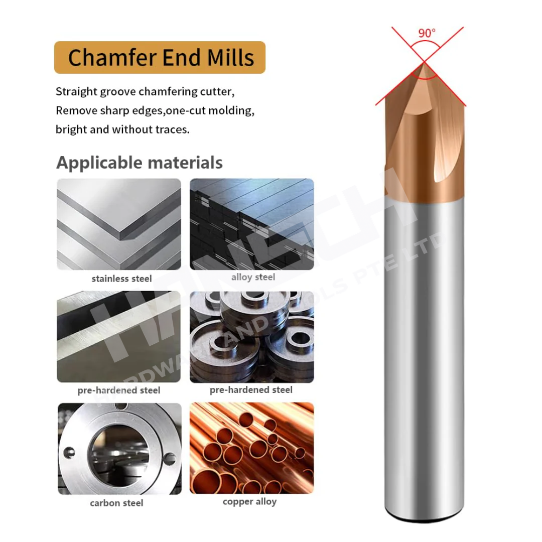 ZZBD-CT Chamfer End Mills CNC Carving Bits 3 Flutes for Steel 三刃钢用倒角刀