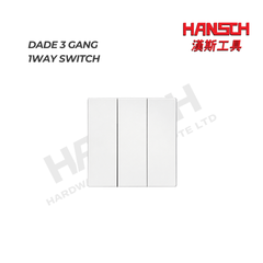 DADE 3 Gang 1-Way 16A Light Switch – White Wide Rocker Wall Switch 白色宽面 墙壁灯开关
