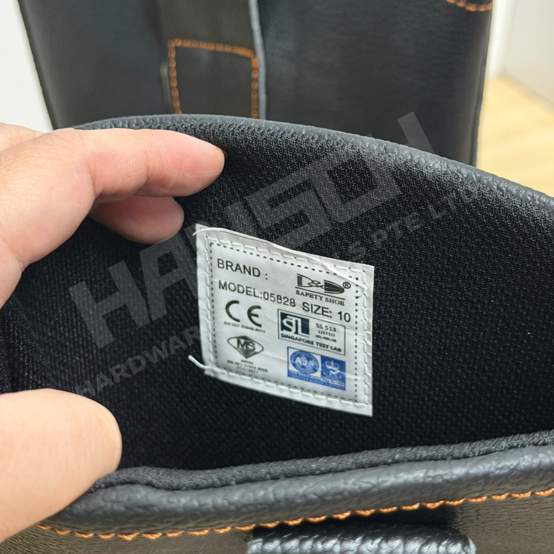 D&D 05828 High-Cut Safety Boots 黑色皮革高帮套脚式安全靴