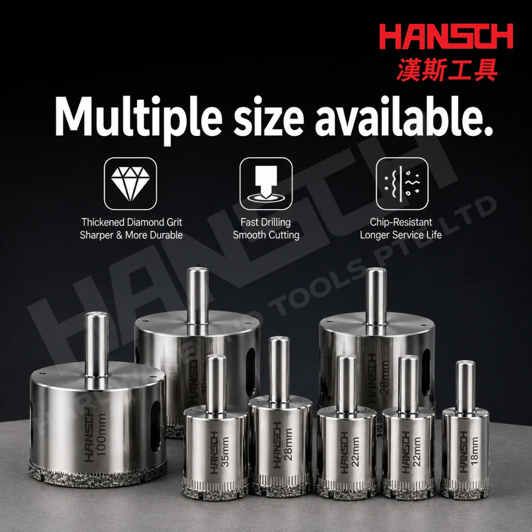 Diamond Coated Glass Hole Saw Drill Bit Set for Glass, Ceramic Tile, Marble & Porcelain Tile Drilling  大理石玻璃开孔器