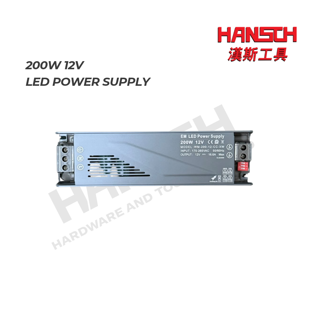 EM LED Power Supply 200W 12V DC 16.6A (WM-200-12-CC-XW) 电源供应器