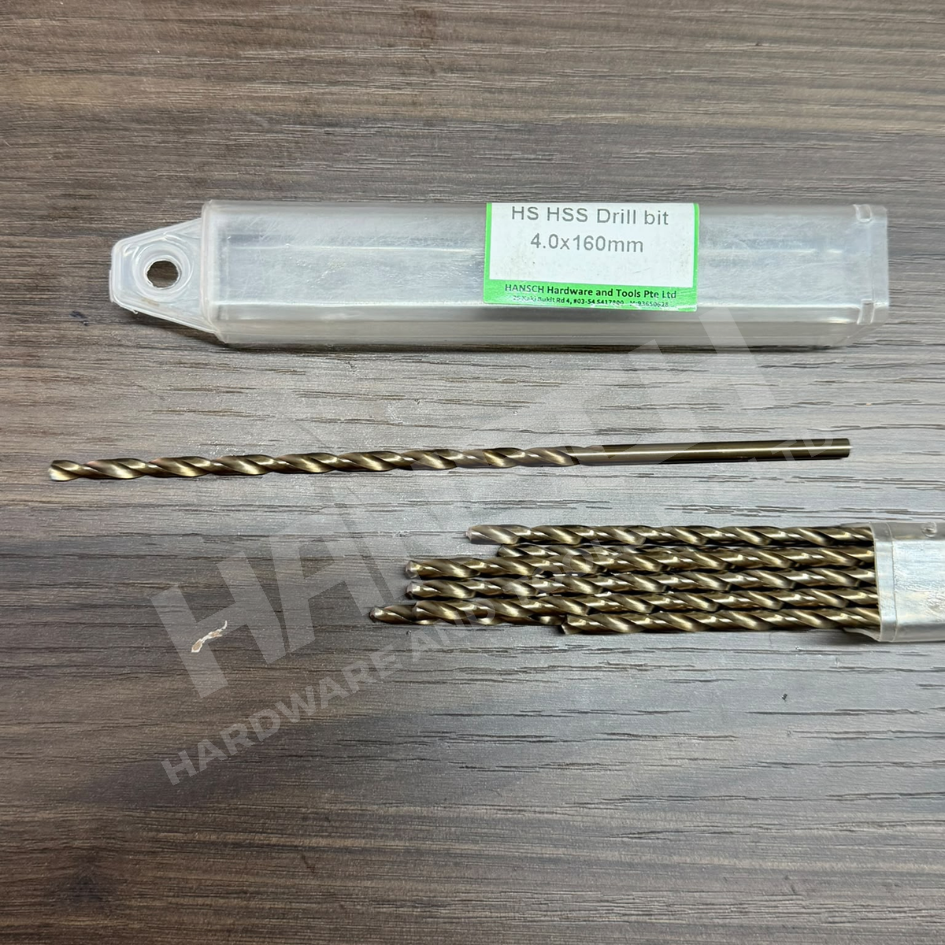 Hansch HSS Extra Long Twist Drill Bit 4.0 x 160mm 高速钢加长麻花钻头