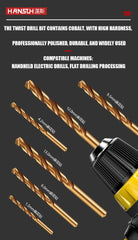 Hansch HSS-CO cobalt drill bit, stainless steel special drilling, steel, metal, woodworking, wood drilling, high-strength rotating head