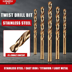 Hansch HSS-CO cobalt drill bit, stainless steel special drilling, steel, metal, woodworking, wood drilling, high-strength rotating head