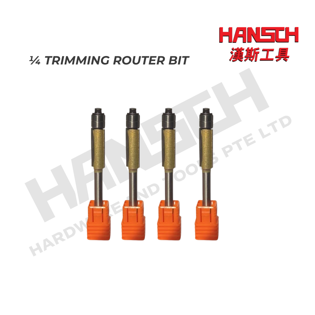 Hansch 1/4" Shank Double Bearing Trimming Router Bit 5/16" Woodworking Trim Router Cutter 双轴承修边刀