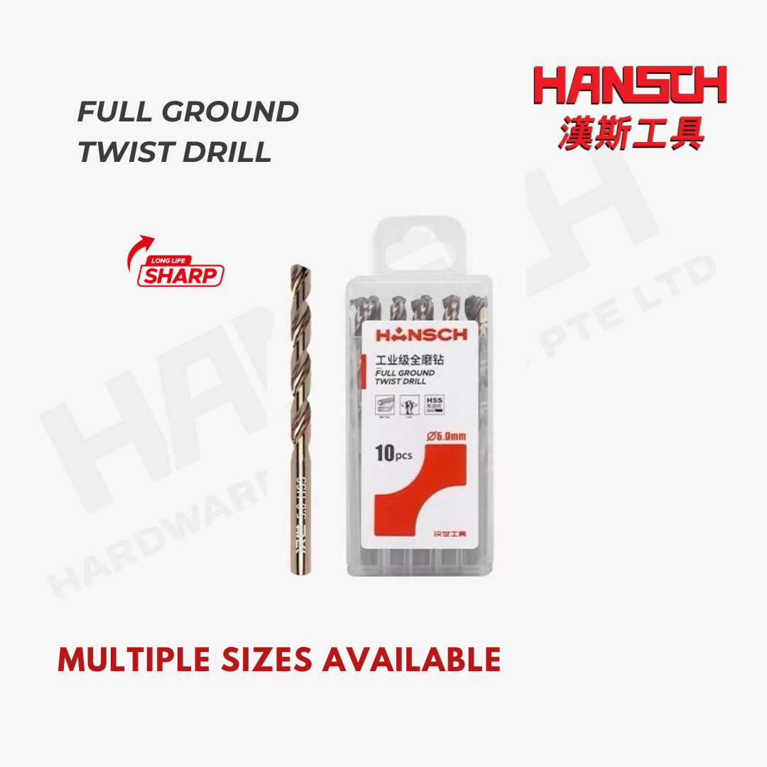 Hansch HSS Twist Drill Bit for Stainless Steel | Full Ground High Hardness Round Shank Drill Bit 工业级全磨钻