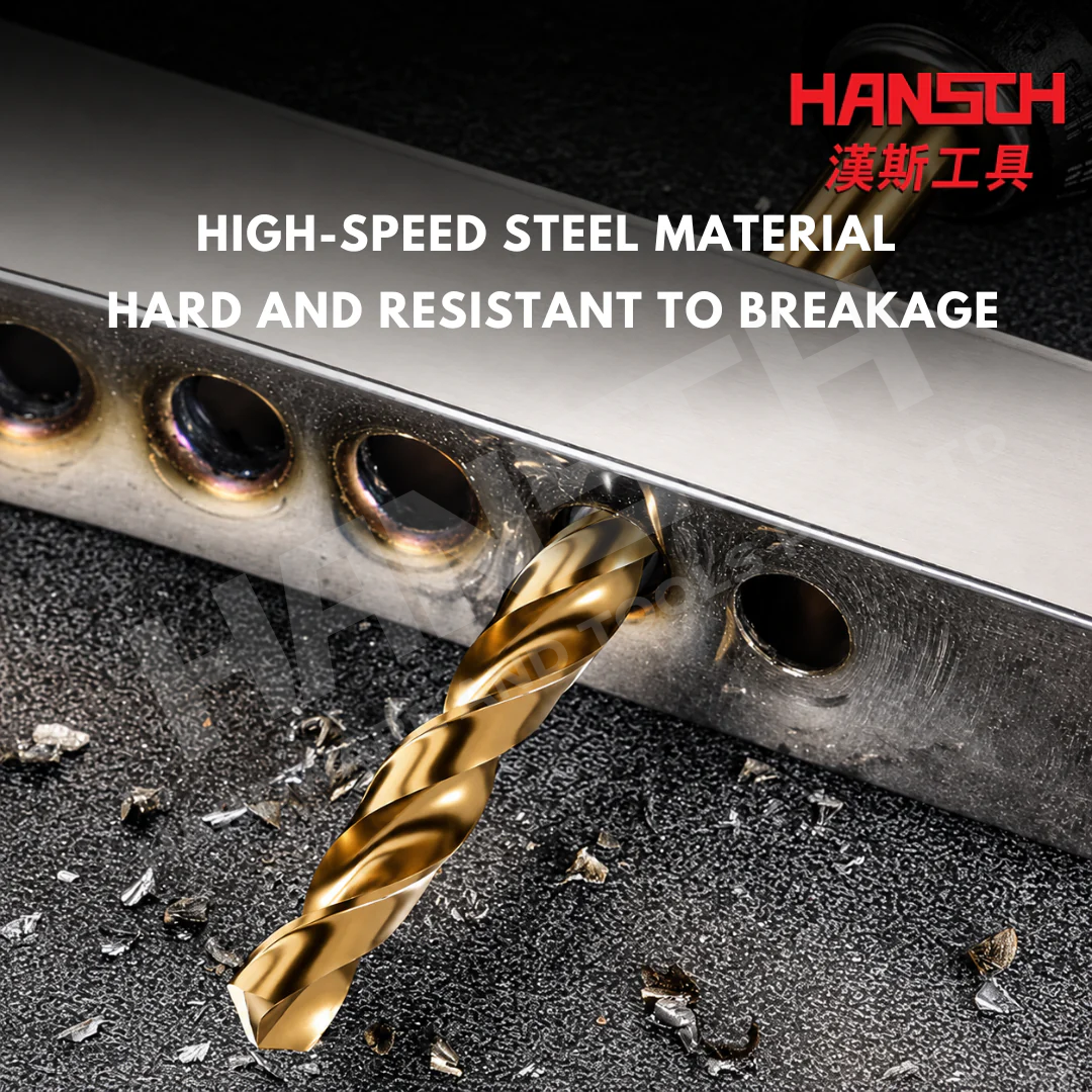 Hansch HSS Twist Drill Bit for Stainless Steel | Full Ground High Hardness Round Shank Drill Bit 工业级全磨钻