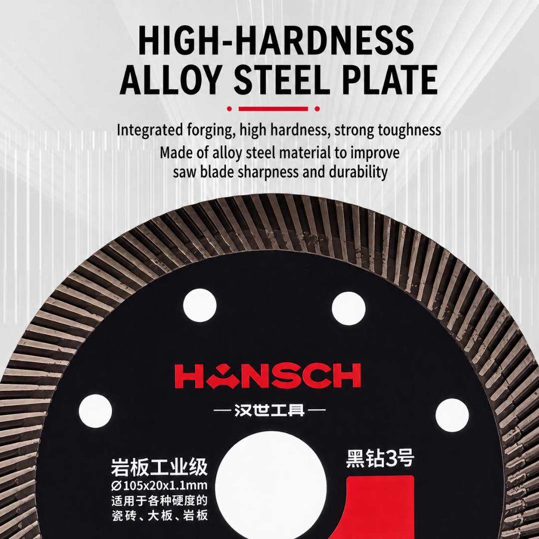 Hansch Black Diamond No.3 (105mm) Ultra-Thin Diamond Blade, Industrial-Grade For Porcelain, Slabs & Sintered Stone