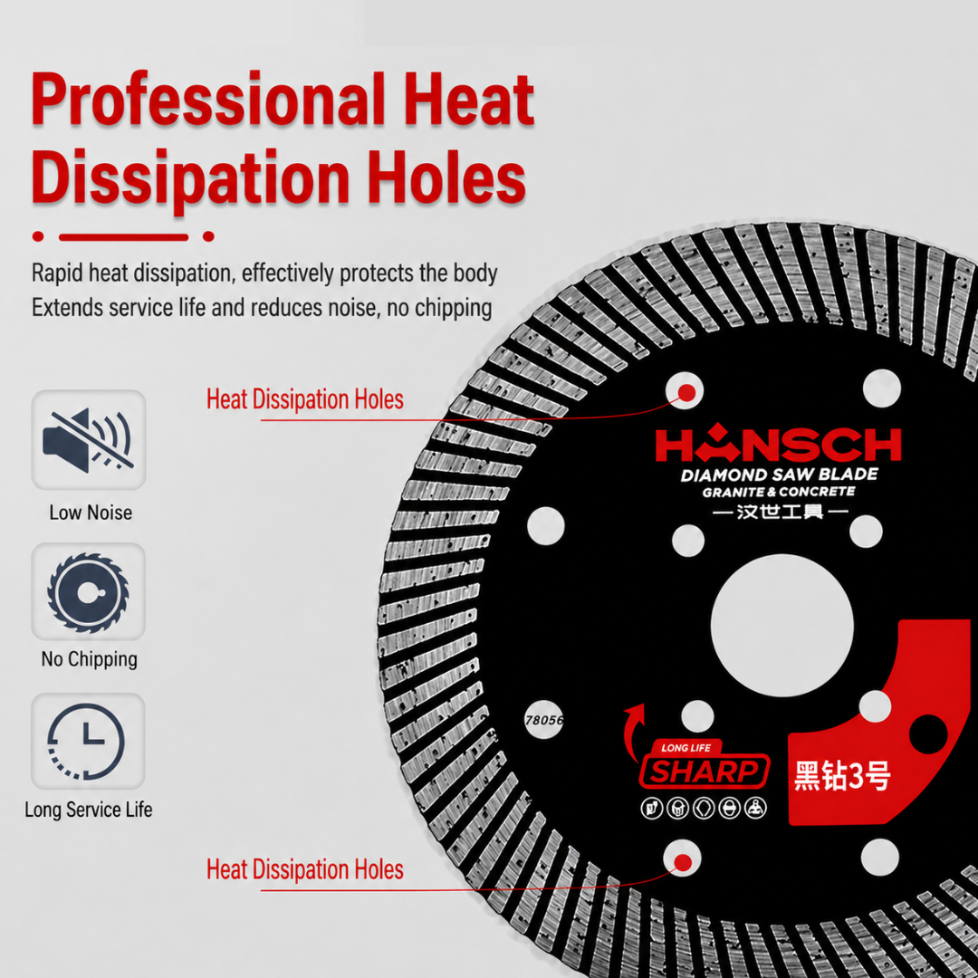 Hansch Black Diamond No.3 (105mm) Ultra-Thin Diamond Blade, Industrial-Grade For Porcelain, Slabs & Sintered Stone