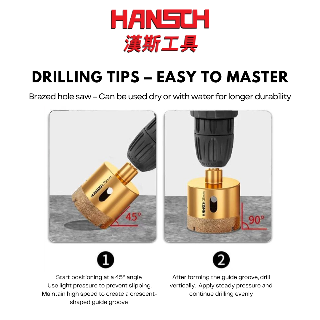 Hansch Brazed Diamond Hole saw Drill Bit for Tiles Marble Ceramic