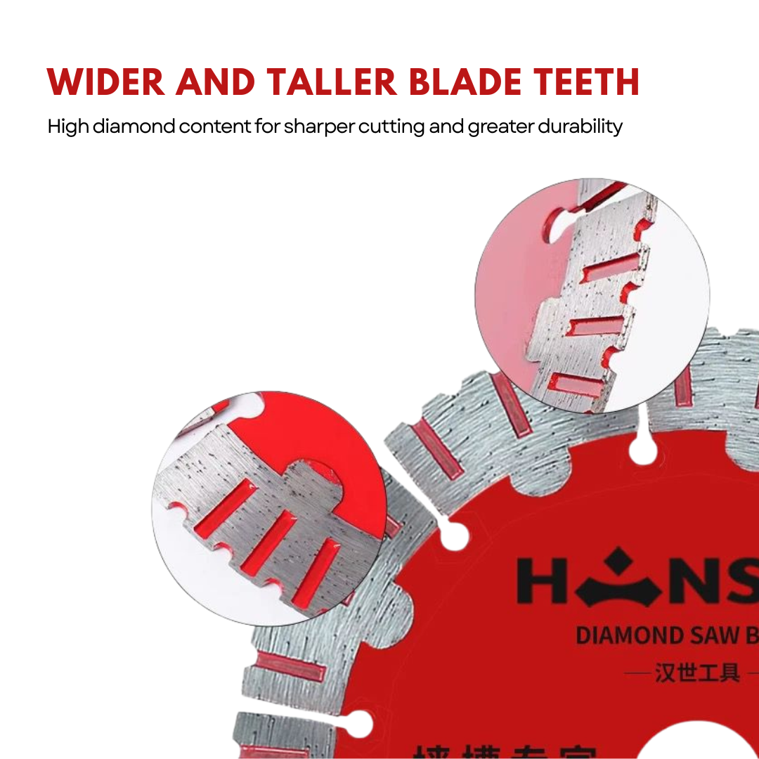 Hansch Diamond Saw Blade Wall Cutting Disc (墙槽切割片) –  Concrete Wall Blade for Cement, Brick & Stone (Angle Grinder Compatible)