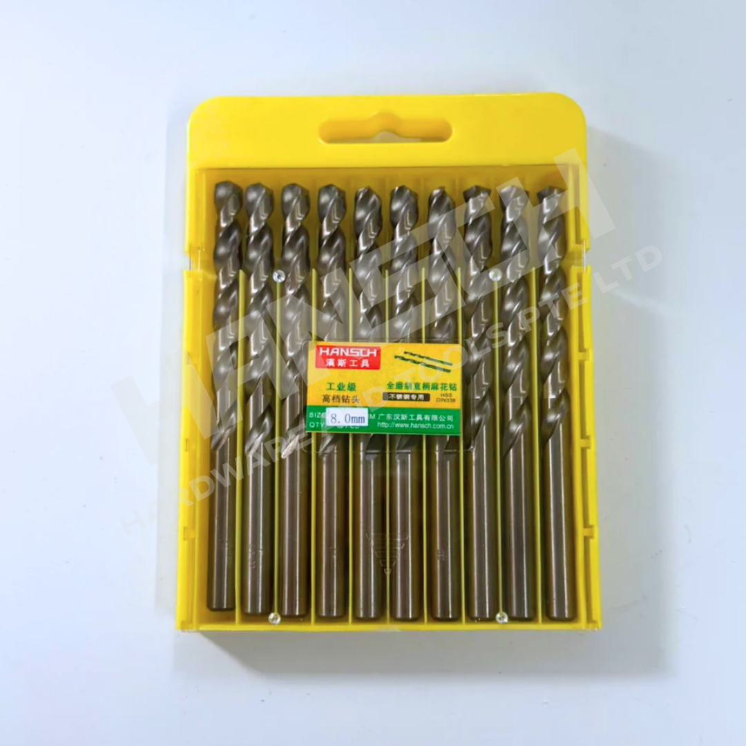 Hansch HSS-CO Cobalt Drill Bit Set | High Hardness Twist Drill for Stainless Steel, Metal, Wood | Straight Shank (直柄麻花钻)