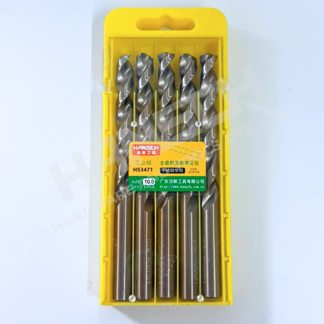 Hansch HSS-CO Cobalt Drill Bit Set | High Hardness Twist Drill for Stainless Steel, Metal, Wood | Straight Shank (直柄麻花钻)