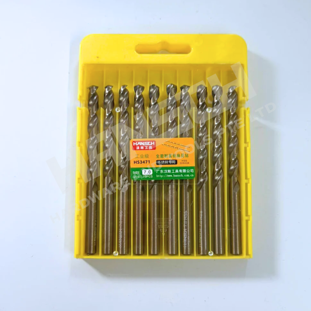 Hansch HSS-CO Cobalt Drill Bit Set | High Hardness Twist Drill for Stainless Steel, Metal, Wood | Straight Shank (直柄麻花钻)