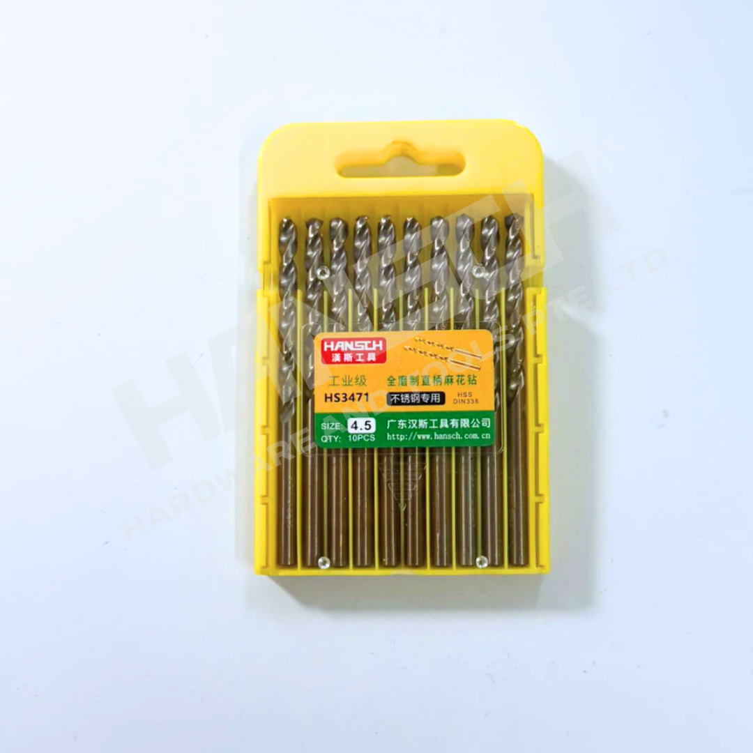 Hansch HSS-CO Cobalt Drill Bit Set | High Hardness Twist Drill for Stainless Steel, Metal, Wood | Straight Shank (直柄麻花钻)