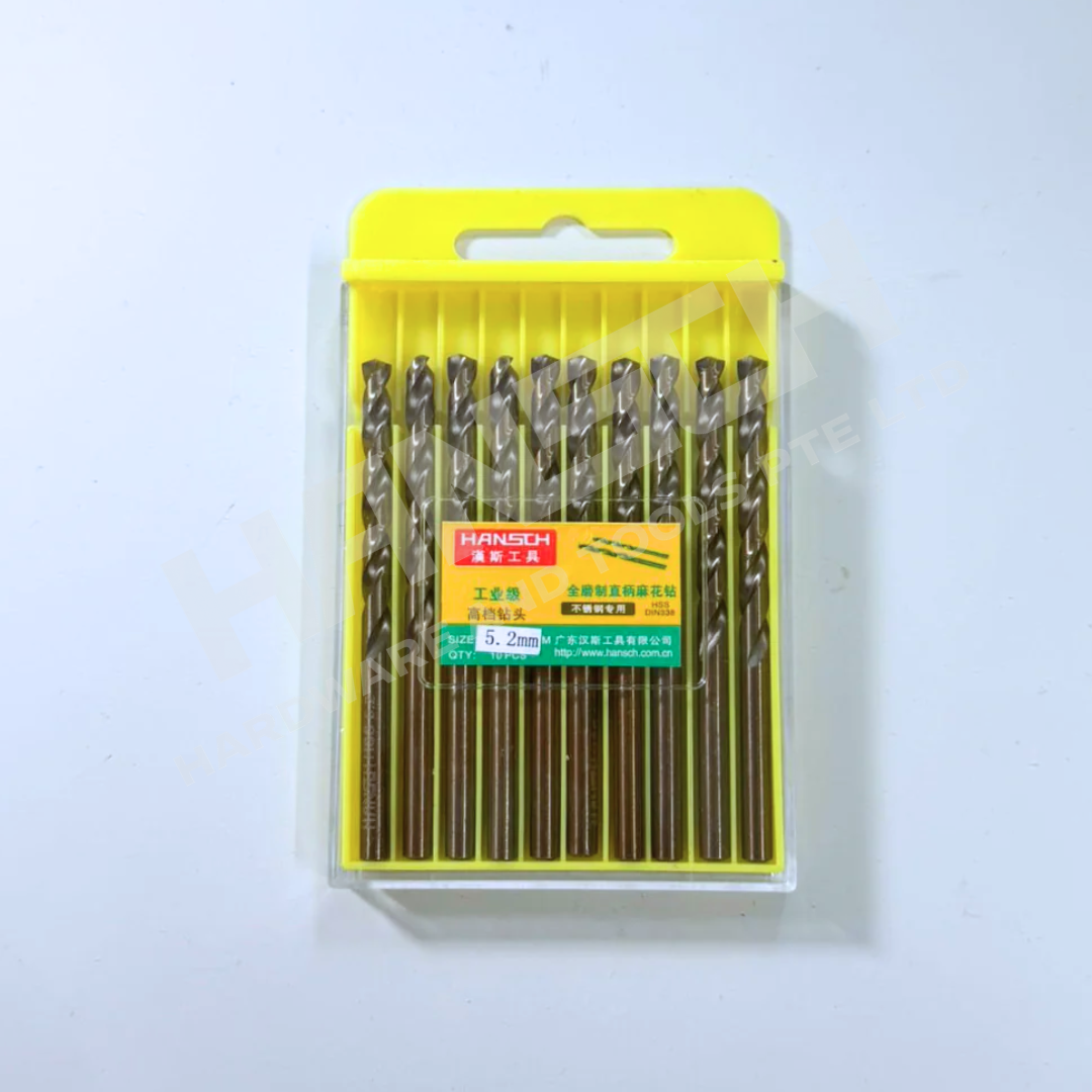 Hansch HSS-CO Cobalt Drill Bit Set | High Hardness Twist Drill for Stainless Steel, Metal, Wood | Straight Shank (直柄麻花钻)