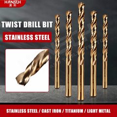 Hansch HSS-CO Cobalt Drill Bit Set | High Hardness Twist Drill for Stainless Steel, Metal, Wood | Straight Shank (直柄麻花钻)