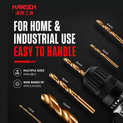 Hansch HSS-CO Cobalt Drill Bit Set | High Hardness Twist Drill for Stainless Steel, Metal, Wood | Straight Shank
