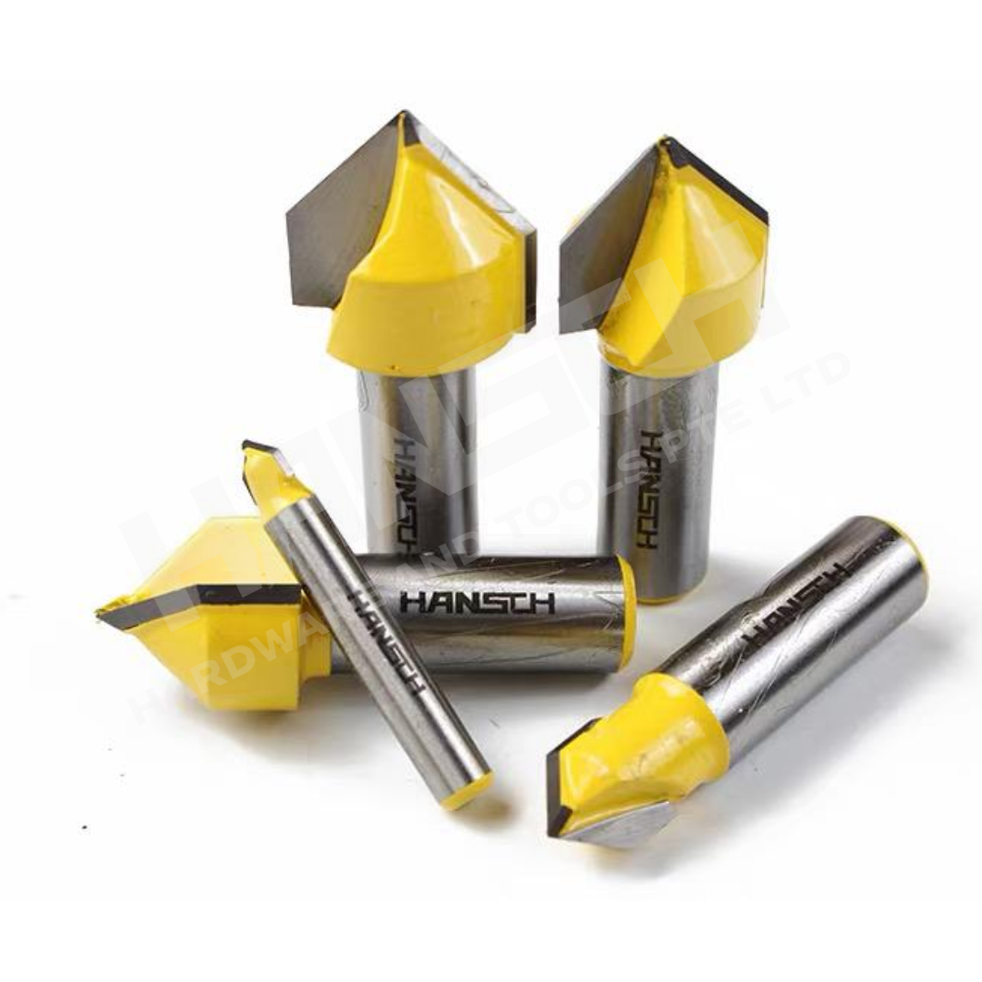 HANSCH Professional V Groove Router Bit V-Shaped Engraving Chamfer Cutter (木工A级V型刀)