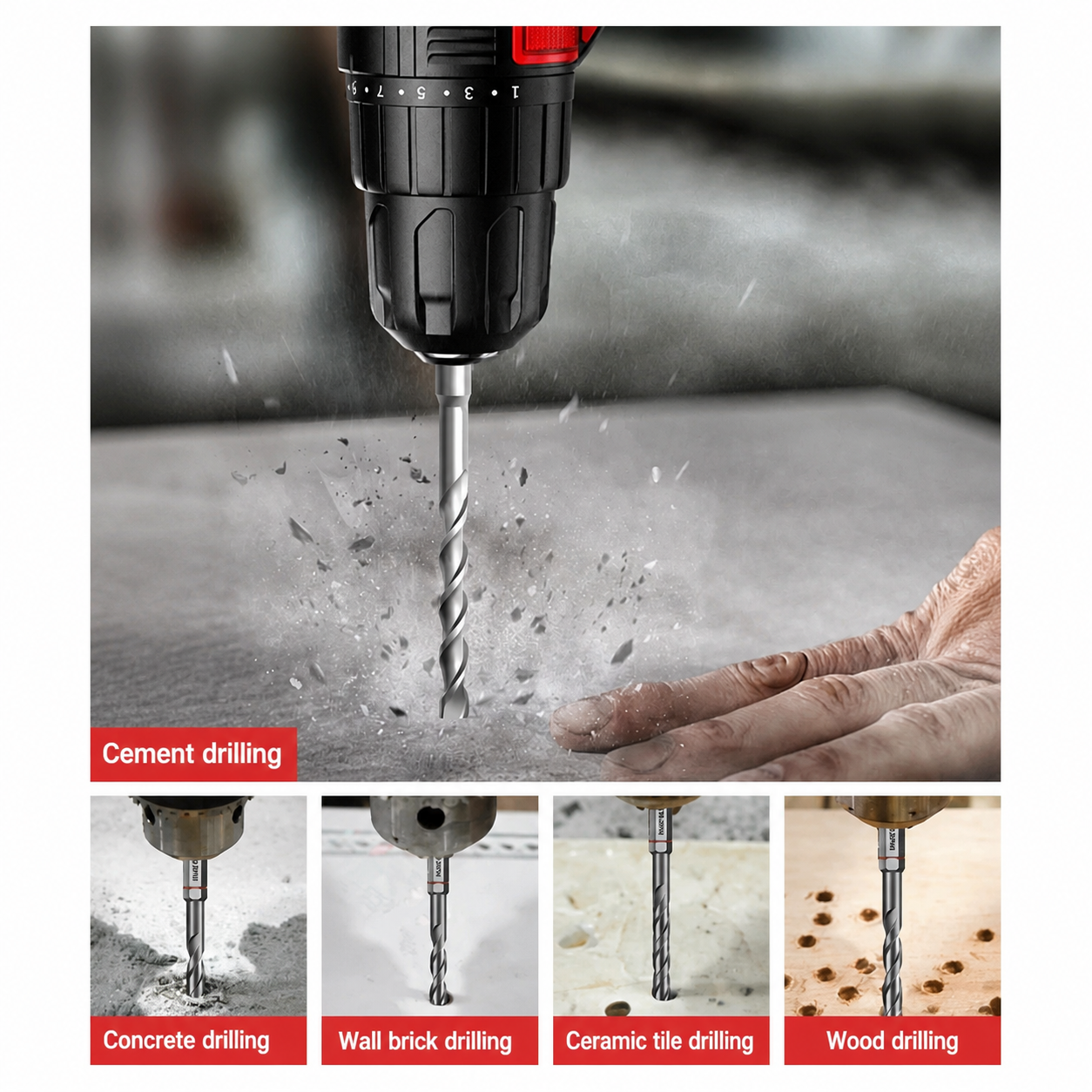 Hansch SDS Plus Concrete Drill Bit Hammer Drill Bit 元柄冲击十字钻头