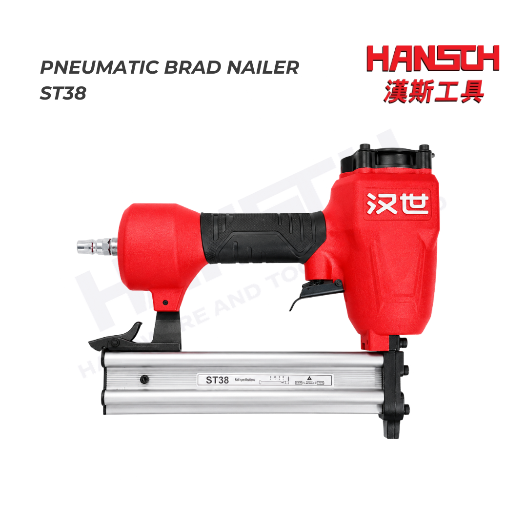 Hansch ST38 Pneumatic Brad Nailer Air Staple Nail Gun – Industrial Grade Air-Powered Fastening Tool 钢钉枪