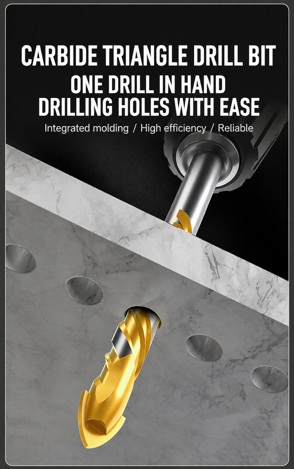 Hansch Triangular Heavy-Duty Wall Penetration Drill Bit for Concrete & Tile
