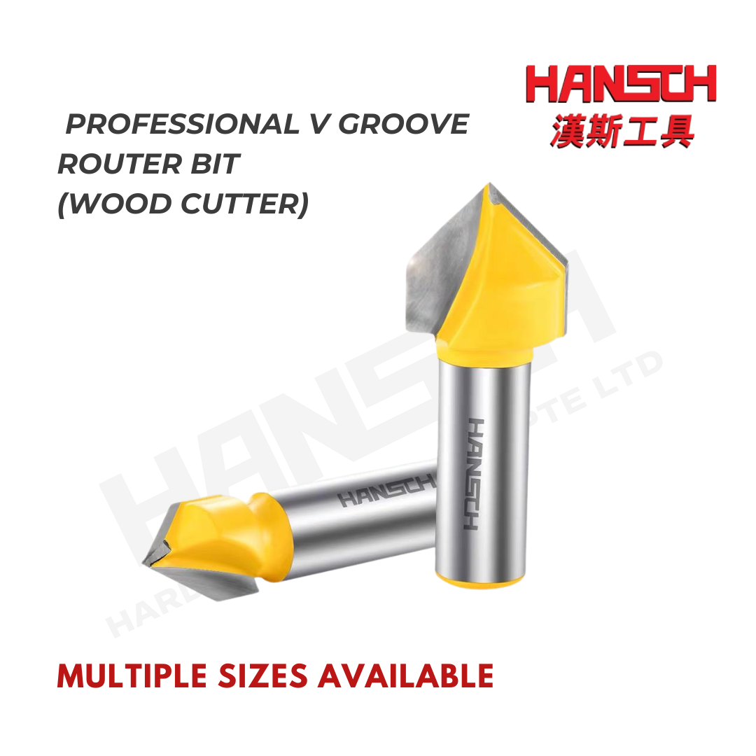 HANSCH Professional V Groove Router Bit V-Shaped Engraving Chamfer Cutter (木工A级V型刀)