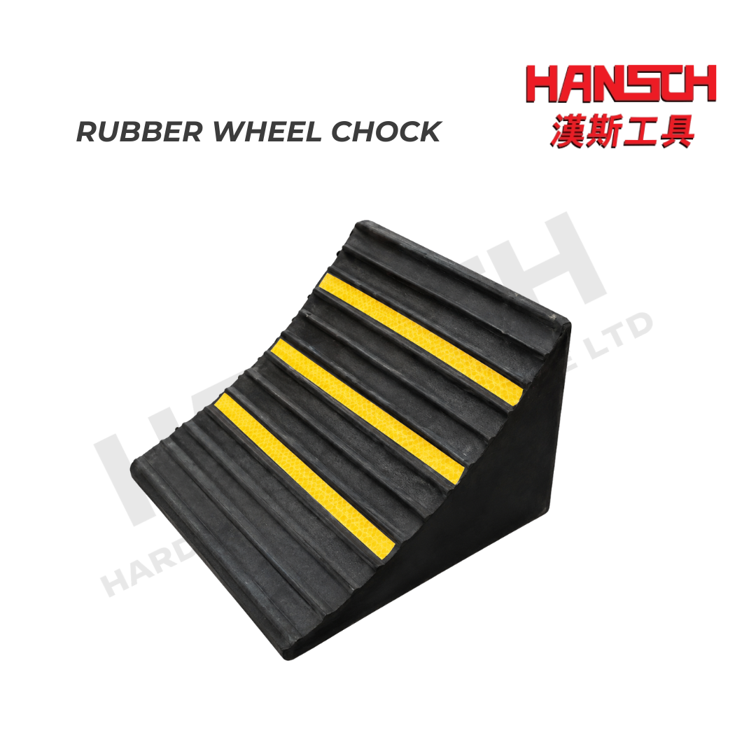 Heavy Duty Rubber Wheel Chock 240 x 240 x 180mm with High-Visibility Yellow Strips 重型橡胶车轮止退器 防滑轮挡 WCR242418