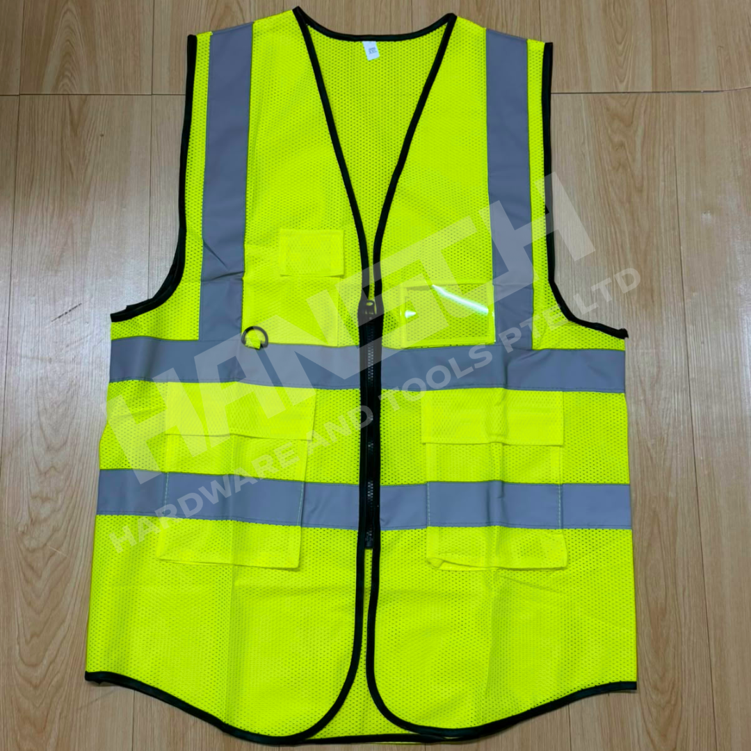 High-Visibility Reflective Safety Vest Breathable Mesh 荧光黄网眼布反光安全背心