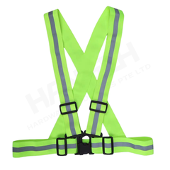 High-Visibility Reflective Safety Strap Harness with Adjustable Buckle 荧光黄高可视反光安全背带 可调节交叉式反光带