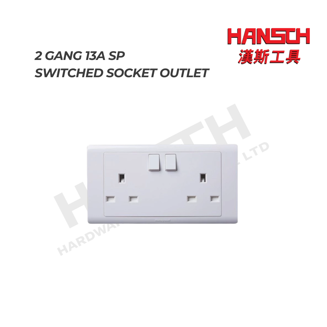 Honeywell R2747WHI R-Series 2 Gang 13A SP Switched Socket Outlet 两位单极带开关插座