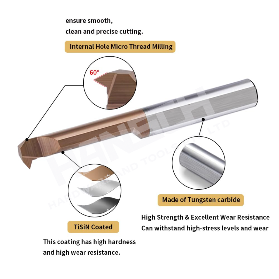 ZZBD-CT Carbide MIR Inner Hole Micro Threaded Mills for Small Holes & Turning 内孔微型螺纹刀