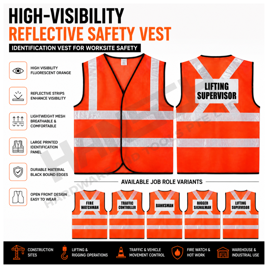 PPE Industrial Worksite Safety Vest with Printed Job Role 高可视反光网布安全背心